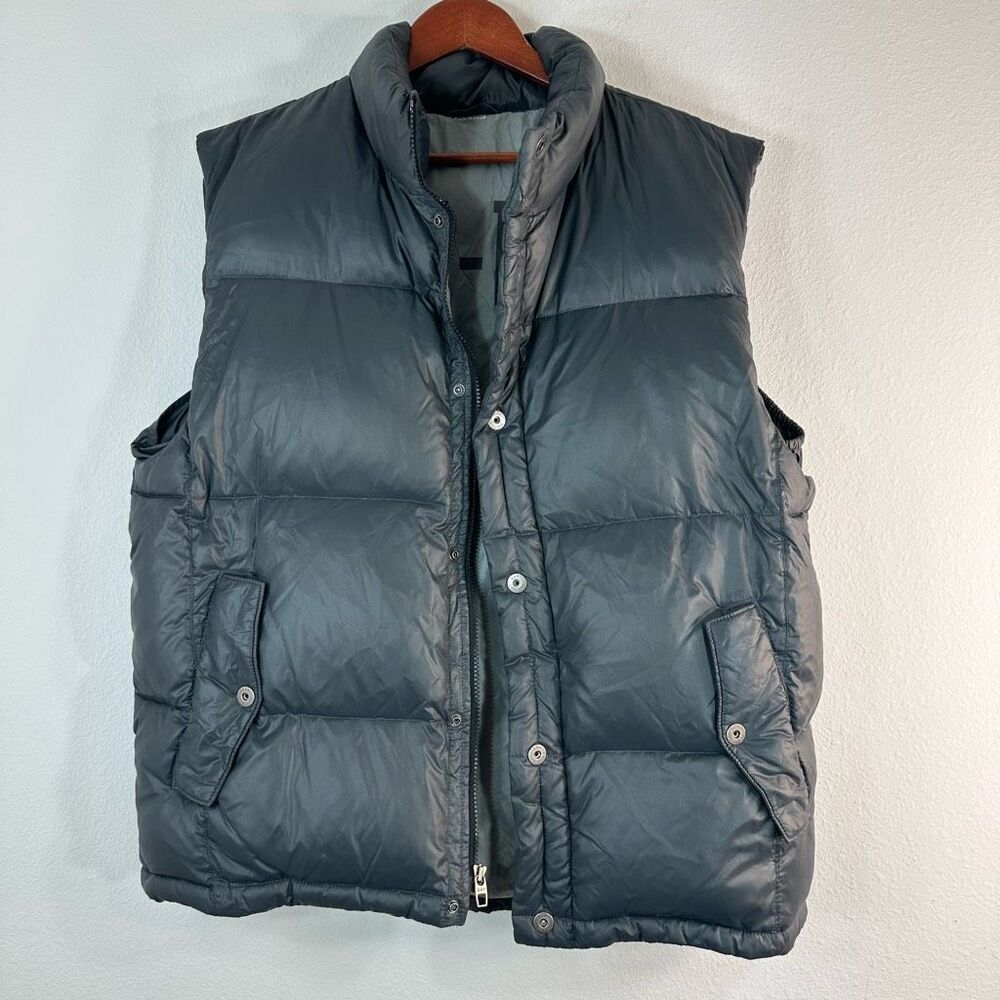 Y2K Gap NY45-18th Down Filled Gray Quilted Puffer Vest Mens‎ Large Streetwear